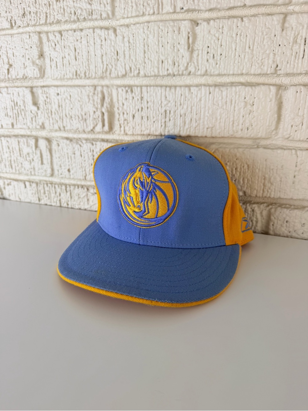 Vintage Dallas Mavericks Baby Blue & Yellow Reebok Fitted Cap 7 3/4 Luka Kyrie